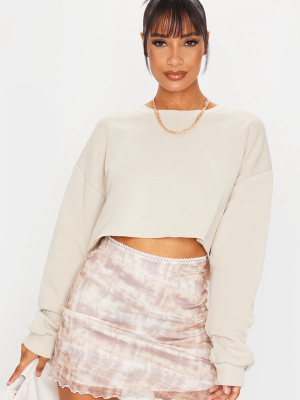 Stone Tie Dye Mesh Lettuce Hem Mini Skirt