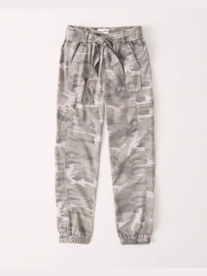 High Rise Tie-waist Utility Joggers