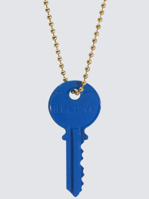 Classic Blue Ball Chain Key Necklace