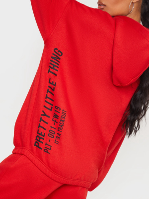 Prettylittlething Red Oversized Slogan Back...