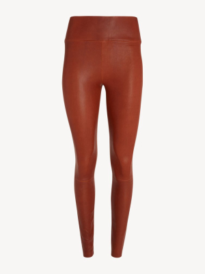 Cognac Leather Ankle Legging