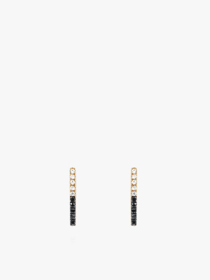 2 Tone Diamond Bar Stud Earring - Single