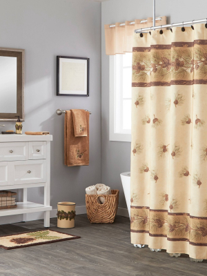 Pinehaven Fabric Shower Curtain Beige & Brown - Saturday Knight Ltd.