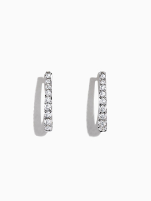 Effy Pave Classica 14k White Gold Diamond Hoop Earrings, 0.49 Tcw