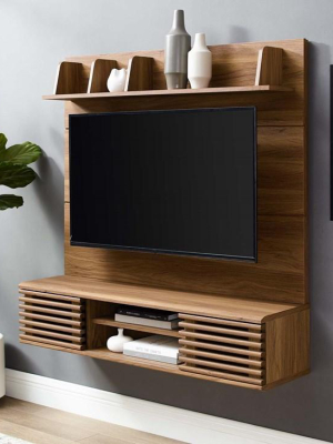 Grana Wall Mounted Tv Stand Entertainment Center In Walnut
