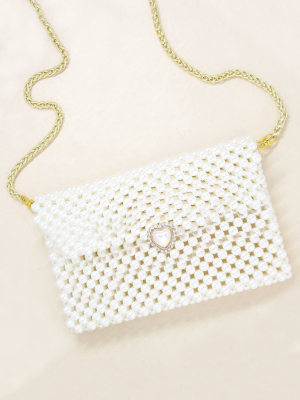 Pearl Waist Bag With Heart Closure