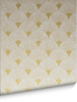 Fan Wallpaper In Gold And Pearl From The Exclusives Collection By Graham & Brown