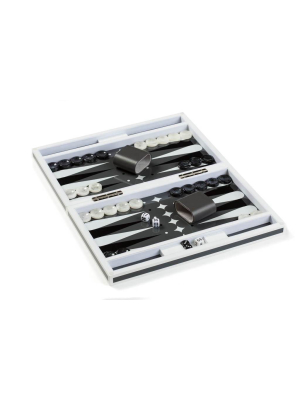 Aurosi Gray Lacquer Backgammon Set