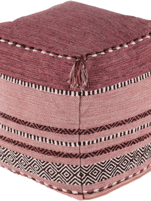 Trenza Hand Woven Pouf In Bright Pink