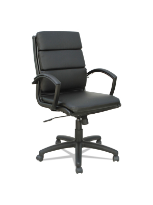 Alera Neratoli Mid-back Slim Profile Chair Black Leather Nr42b19