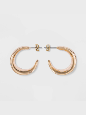 Chunky Hammered Hoop Earrings - A New Day™ Gold