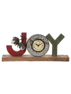 Transpac Wood 16 In. Multicolor Christmas Joy Clock