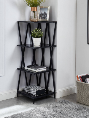 44" Laynce Metal Display Corner Bookcase Black - Mibasics