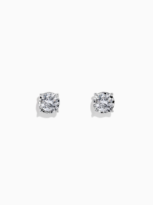 Effy Pave Classica 14k White Gold Diamond Stud Earrings, 0.98 Tcw