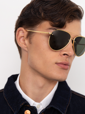 Russo Aviator Sunglasses In Yellow Gold