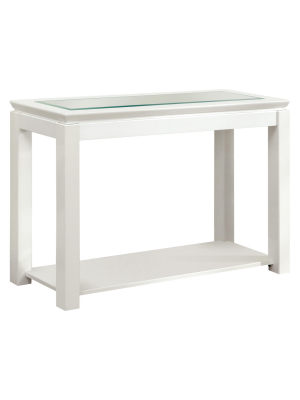 Tellma High Gloss Glass Top Sofa Table White - Mibasics