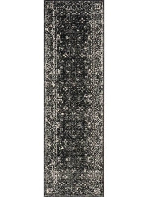 Evoke Vintage Charcoal/ivory Runner Rug