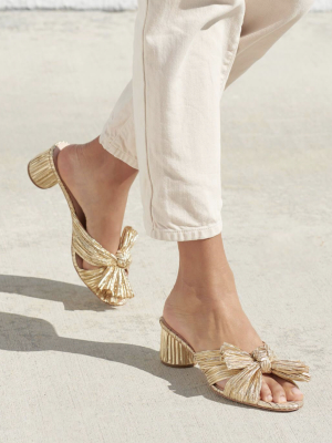 Loeffler Randall Emilia Pleated Knot Mule Gold