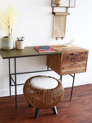 Industrial Modern Elm Wood And Metal Desk