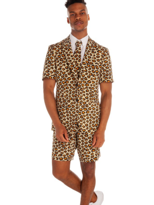 The Summer Jungle Cat | Leopard Print Short Suit By Opposuits