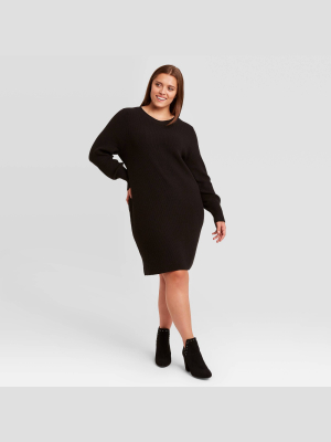 Women's Plus Size Long Sleeve Sweater Dress - Ava & Viv™