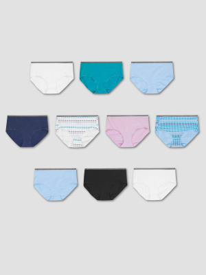 Hanes Women's 10pk Cool Comfort Cotton Stretch Briefs Underwear - Colors May Vary