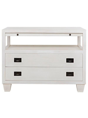 2-drawer Side Table W/ Sliding Tray In White Wash