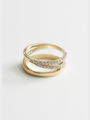 Trio Band Diamanté Ring