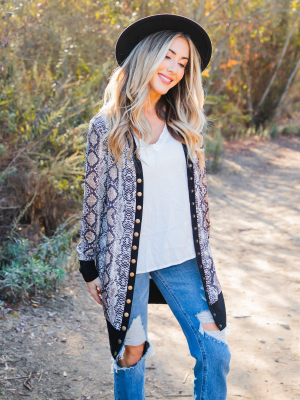 Mariah Snap Button Cardigan - Snakeskin