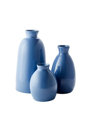 French Blue Artisan Vases