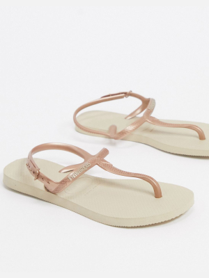 Havaianas Twist Flat Sandals In Gold