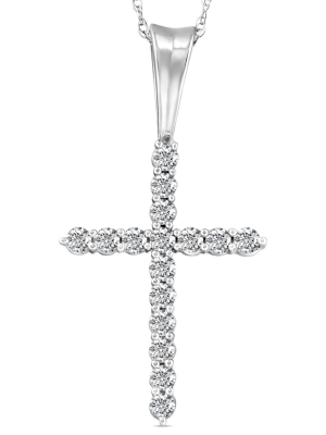 Pompeii3 1/2 Ct Diamond Cross Pendant Necklace 18" White Gold