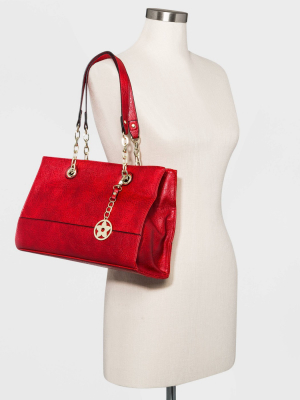 Bueno Zip Closure Tote Handbag - Red