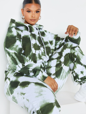 Plus Khaki Tie Dye Hoodie