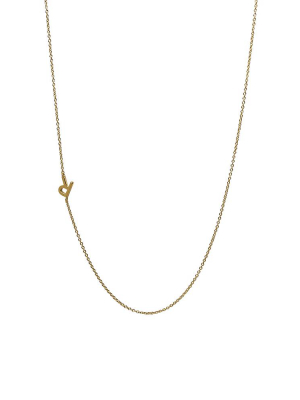 "r" Offset Initial Necklace