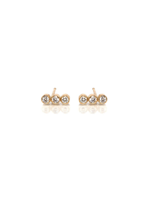 14k 3 Diamond Studs