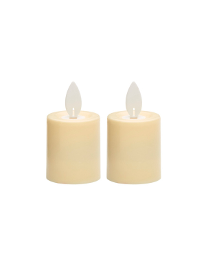 2" X 1.5" 2pk Unscented Led Flickering Flame Votive Candle Set Cream - Threshold™