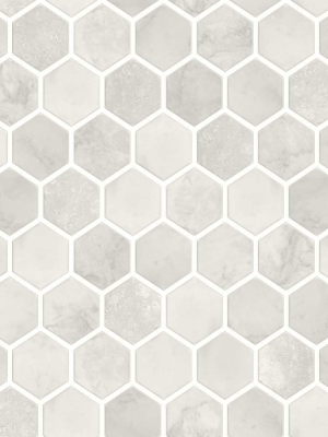 Inlay Hexagon Peel-and-stick Wallpaper In Cream Neutral By Nextwall