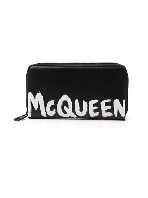 Alexander Mcqueen Graffiti Logo Zip-around Wallet