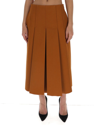 Fendi Pleated A-line Midi Skirt