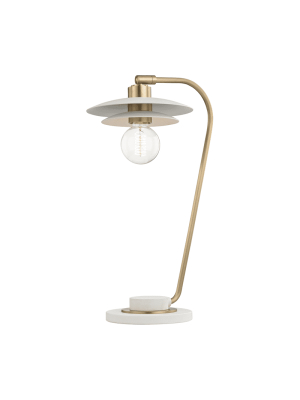 Milla 1 Light Table Lamp With A Concrete Base - Aged Brass/white