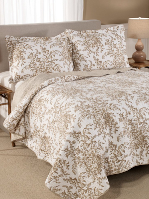 Mocha Bedford Quilt Set - Laura Ashley