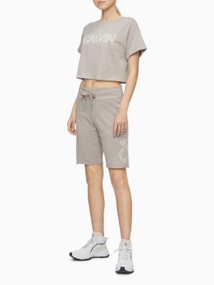 Performance Outline Logo Roll Cuff Cropped T-shirt