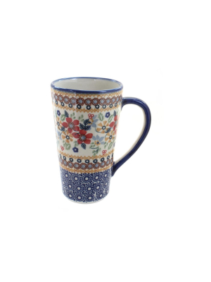 Blue Rose Polish Pottery Red Daisy Large Coffee Mug