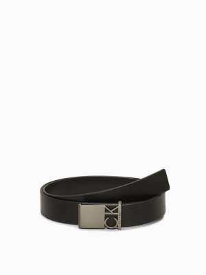 Caviar Leather Logo Buckle Belt
