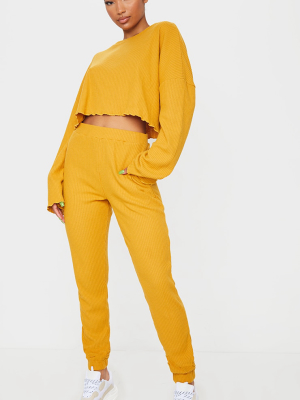 Mustard Soft Rib Skinny Joggers