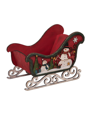 Transpac Wood 25 In. Red Christmas Sleigh Decor