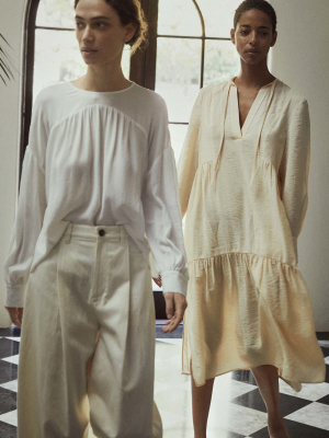Tiered Crepe De Chine Dress