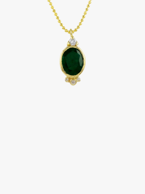 Oval Emerald W/ Diamond Accent Necklace