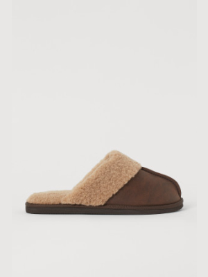 Faux Shearling-lined Slippers